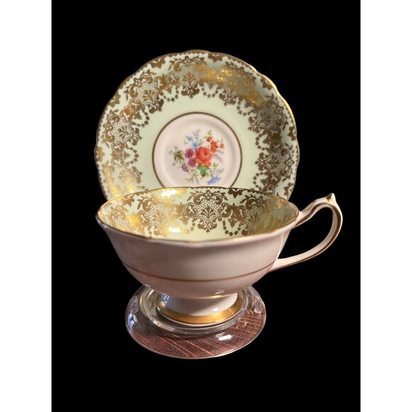 VTG ‘PARAGON’ Dbl Warrant English Fine Bone China Teacup Saucer in Pale Green - Picture 2 of 10
